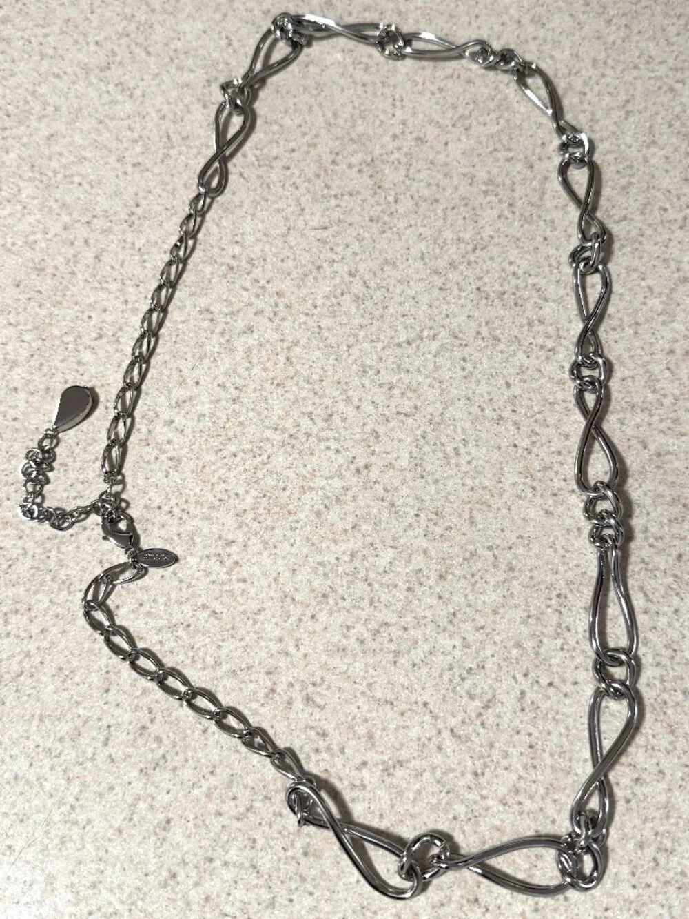 Chico's Silver Chain Metal Belt Eternity Knot Link Gorgeous Marked